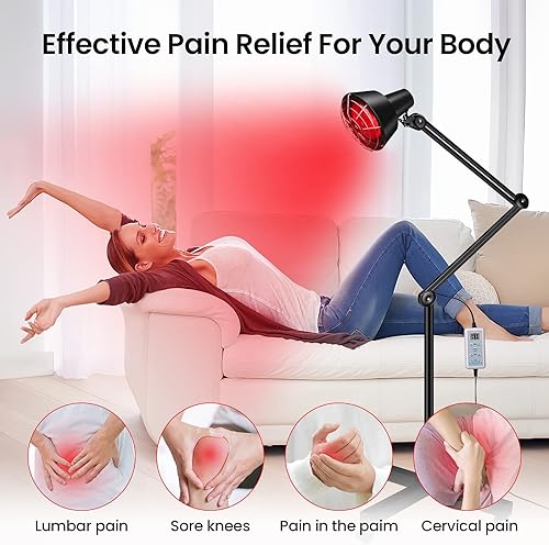 Miniatura 2 de Lámpara infrarroja 275 W 360  giratorio ajustable lámpara de pie terapia de luz infrarroja dispositivo de terapia de luz roja con 4 ruedas móviles