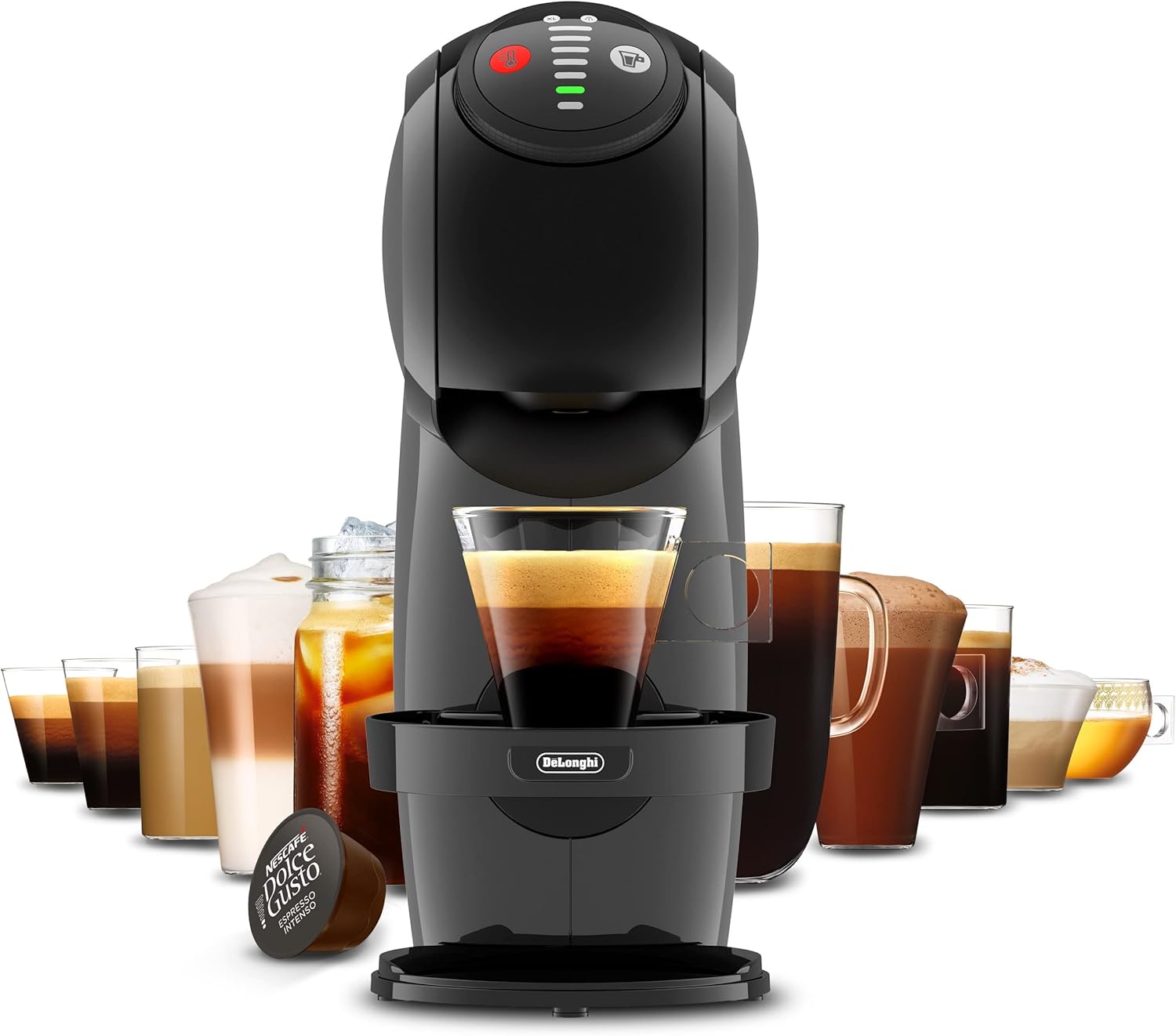 NESCAFÉ DOLCE GUSTO DeLonghi GENIO S EDG225.A, Macchina per Caffè Espresso e Altre bevande in capsula, Automatica, Grigio Antracite