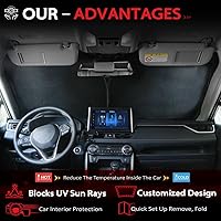 Vista 139 de KAYZT Parasol para parabrisas para Toyota Tacoma 2016-2025, plegable, accesorios de ajuste personalizado para ventana delantera