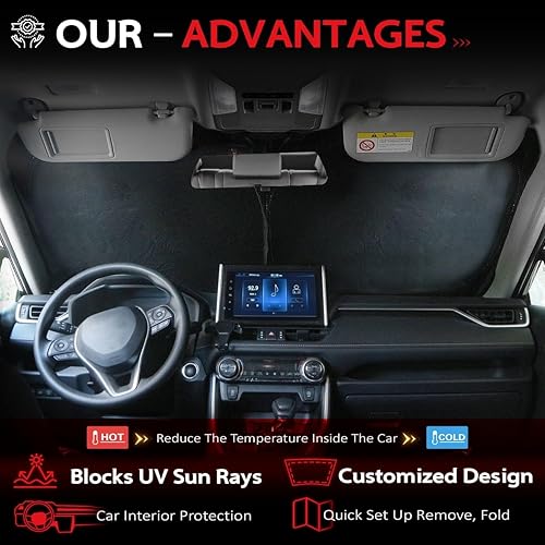 Miniatura 3 de KAYZT Parasol para parabrisas para Toyota RAV4 2019-2025 RAV-4 plegable, SUV, ventana delantera, accesorios de ajuste personalizado
