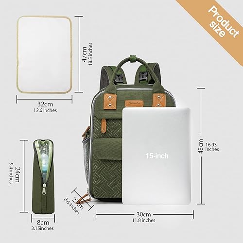 Miniatura 3 de Mochila para pañales de 25 litros de capacidad con cambiador para niños y niñas, cosas esenciales para bebés para mamá (rosa)