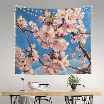 FJRFGbkJKN Tapestry Wall Hanging 60 x 51 in Decorates Tapestrys almond blossom Wall Tapestry Aesthetic Wall Blanket for Living Room Wall Decor Tapestries for Dorm Room
