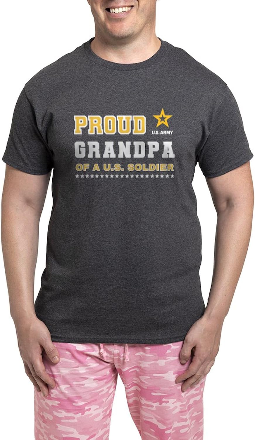 CafePress Proud Grandpa Of A Solider White And Gold Men's Charcoal Novelty Pajamas