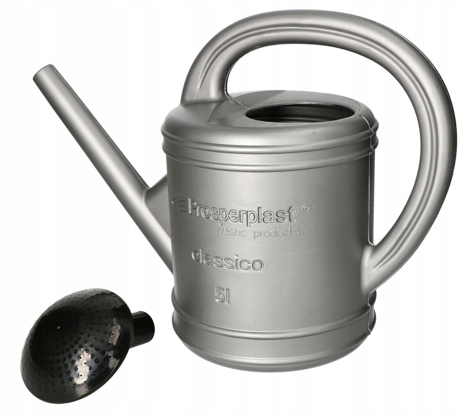 B2C Lightweight Plastic Watering Can Garden Plants Indoor Outdoor Rose Head Sprinkler 3 5 8 10 14 Litre (5 Litres Silver can)