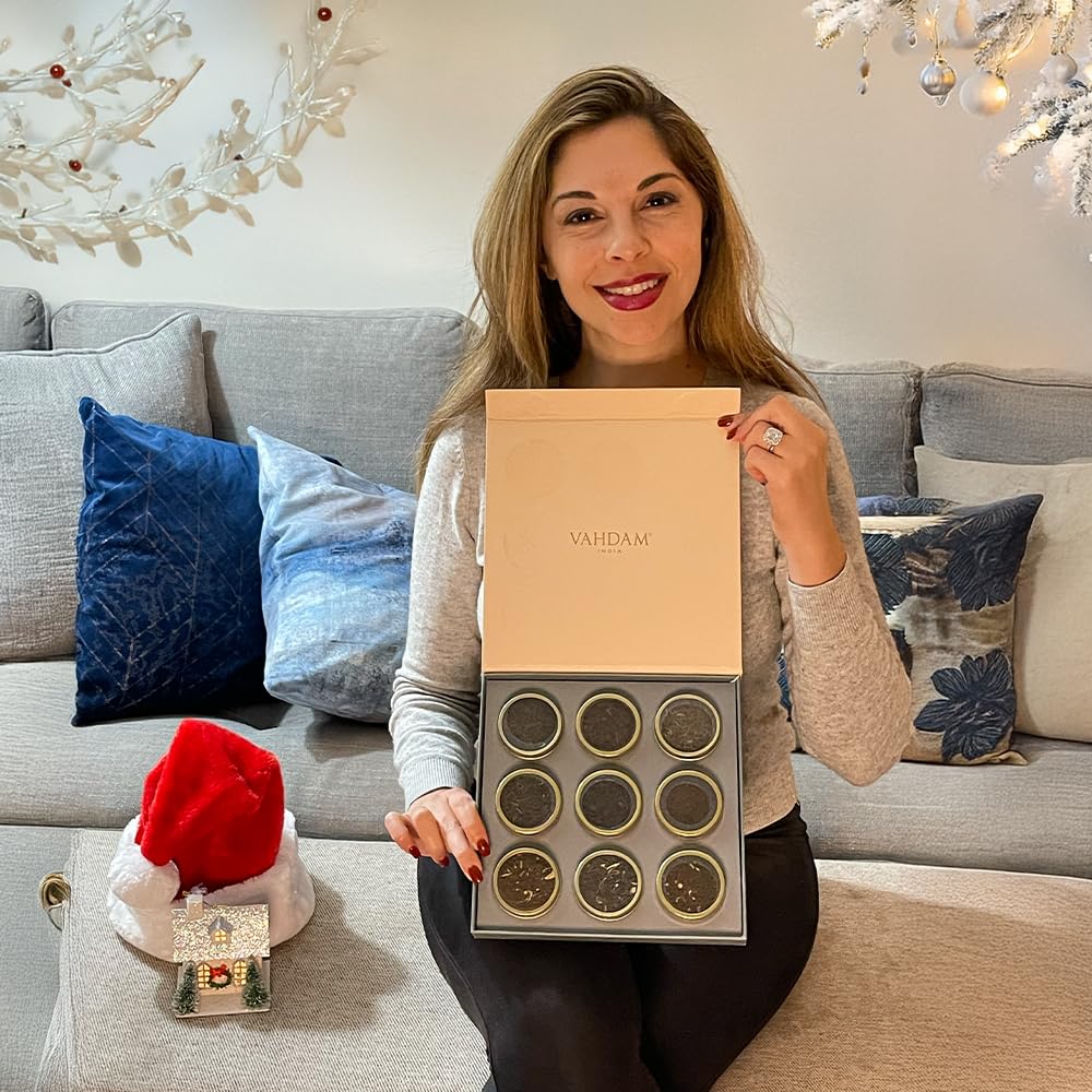 VAHDAM, Luxury Tea Gift Set | 24 Unique Loose Leaf Teas in Tin Caddies - Premium Tea Gift Box |Gluten Free & Non GMO | Gifts for Women, Men & Adults: Weekend in London Tea Gift Set