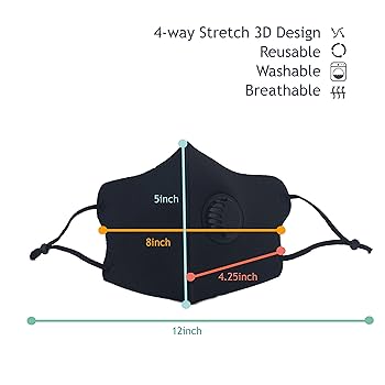 3D Protection Cover Face Mask with Breathing Valve & Elastic