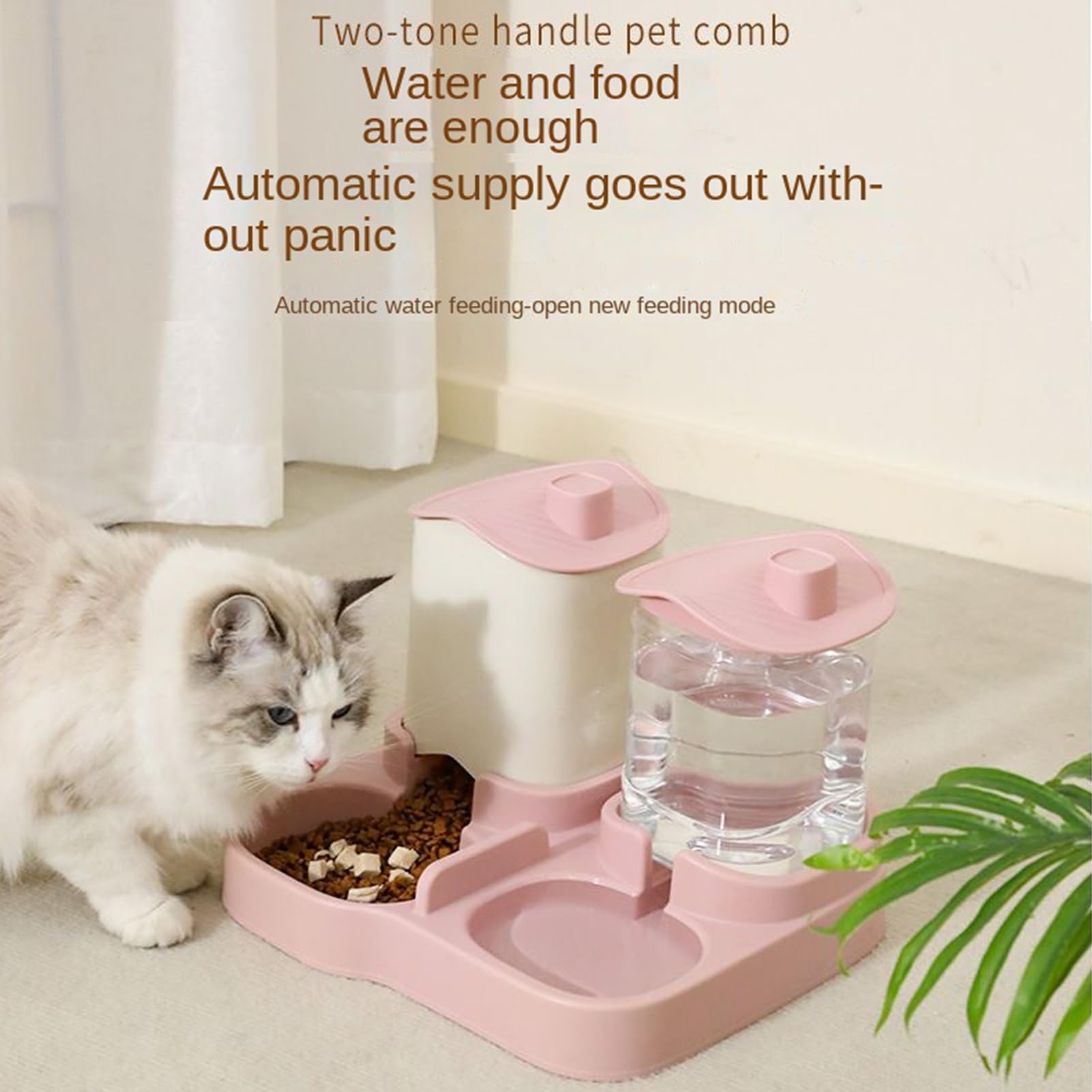Mangiatoia automatica per gatti e abbeveratoio a prova di fuoriuscite d'acqua | Mangiatoia automatica per gatti e acqua per coniglietto, cane, cucciolo, gattino, animale domestico