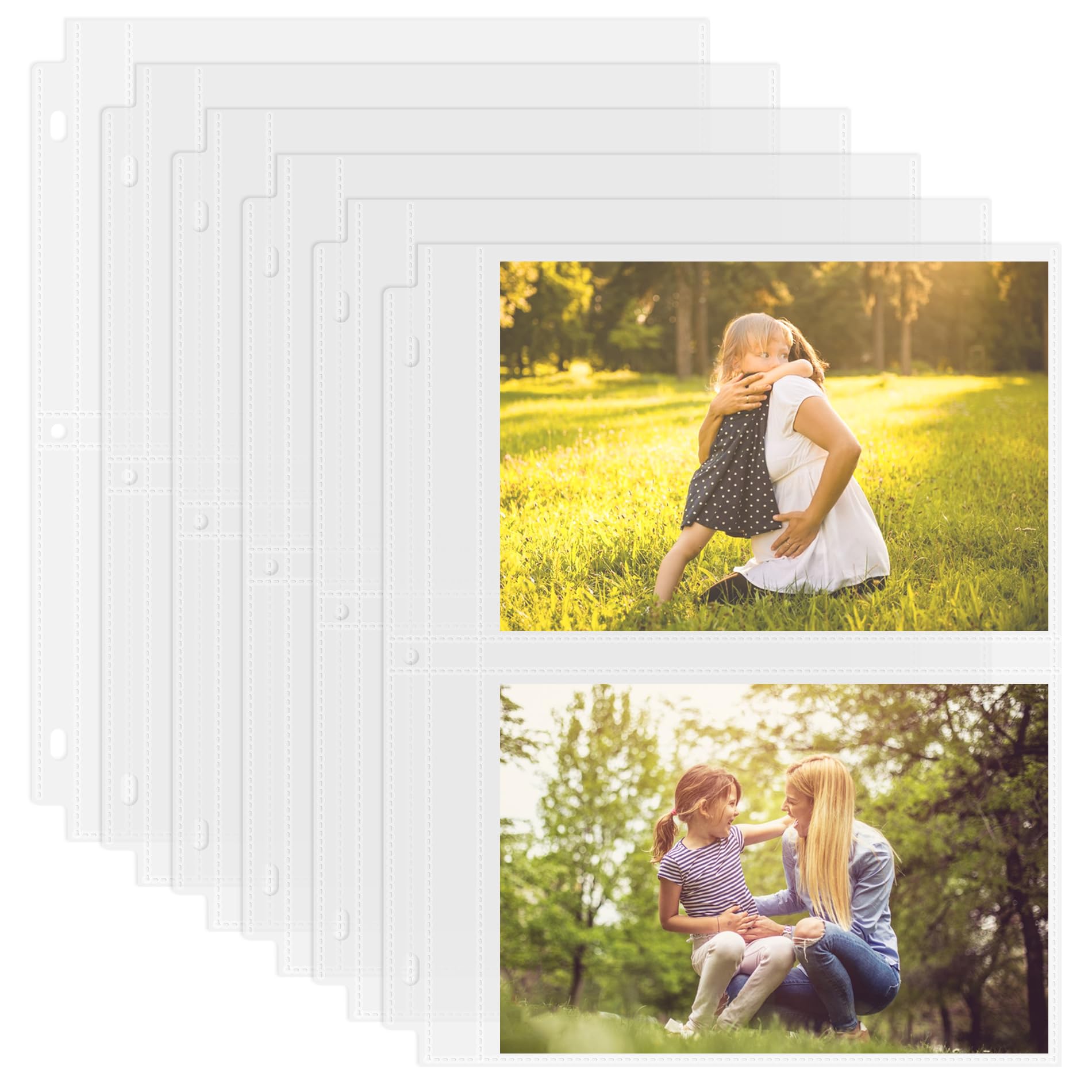 50 Pack 5 x 7 Photo Sleeves for 3 Ring Binder(200 Pictures), Heavy-Duty Archival Photo Page Protectors, Clear Picture Album Refill Pages Holds, Acid-Free