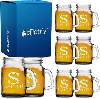 Personalized Mini Mason Jar Shot Glasses Set of 8 Laser Etched Custom Mo...