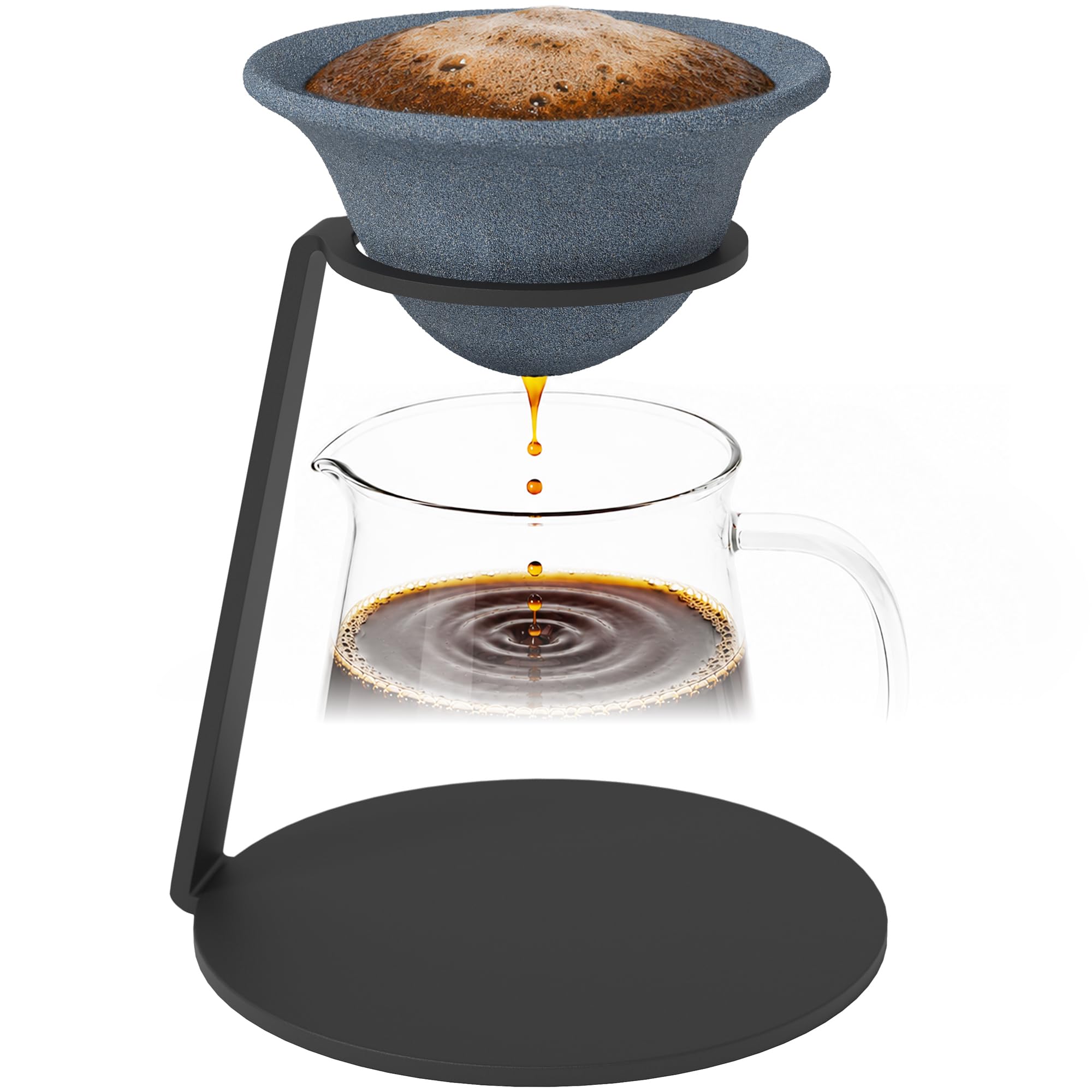 Ceramic Pour Over Dripper, 4.3in Porous Filter Large Capacity, Single Filter or Full Set…