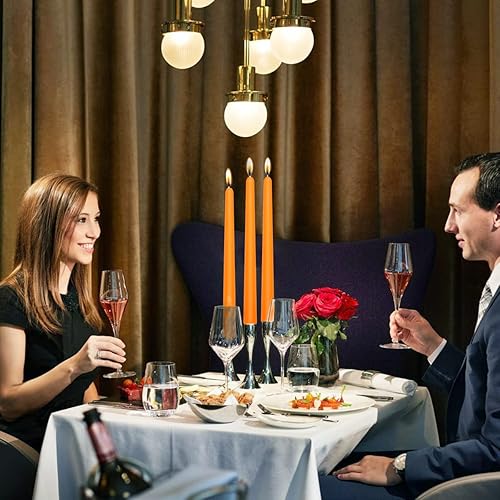 Miniatura 3 de Paquete de 20 velas cónicas moradas de 10 pulgadas de alto sin perfume para cena sin goteo para boda, fiesta, hogar, 8 horas de tiempo de combustión