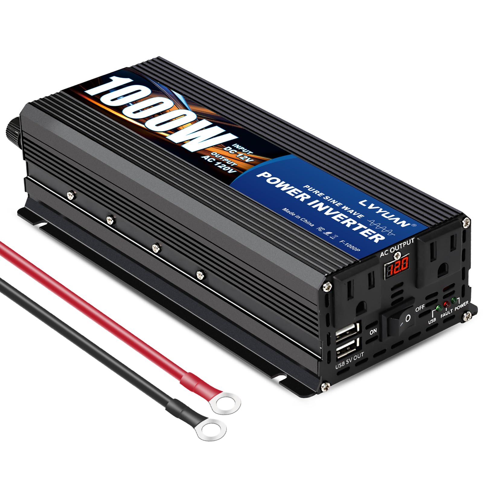 Amazon.co.jp: LVYUAN 1000ワット 純正正弦波パワーインバーター 12V