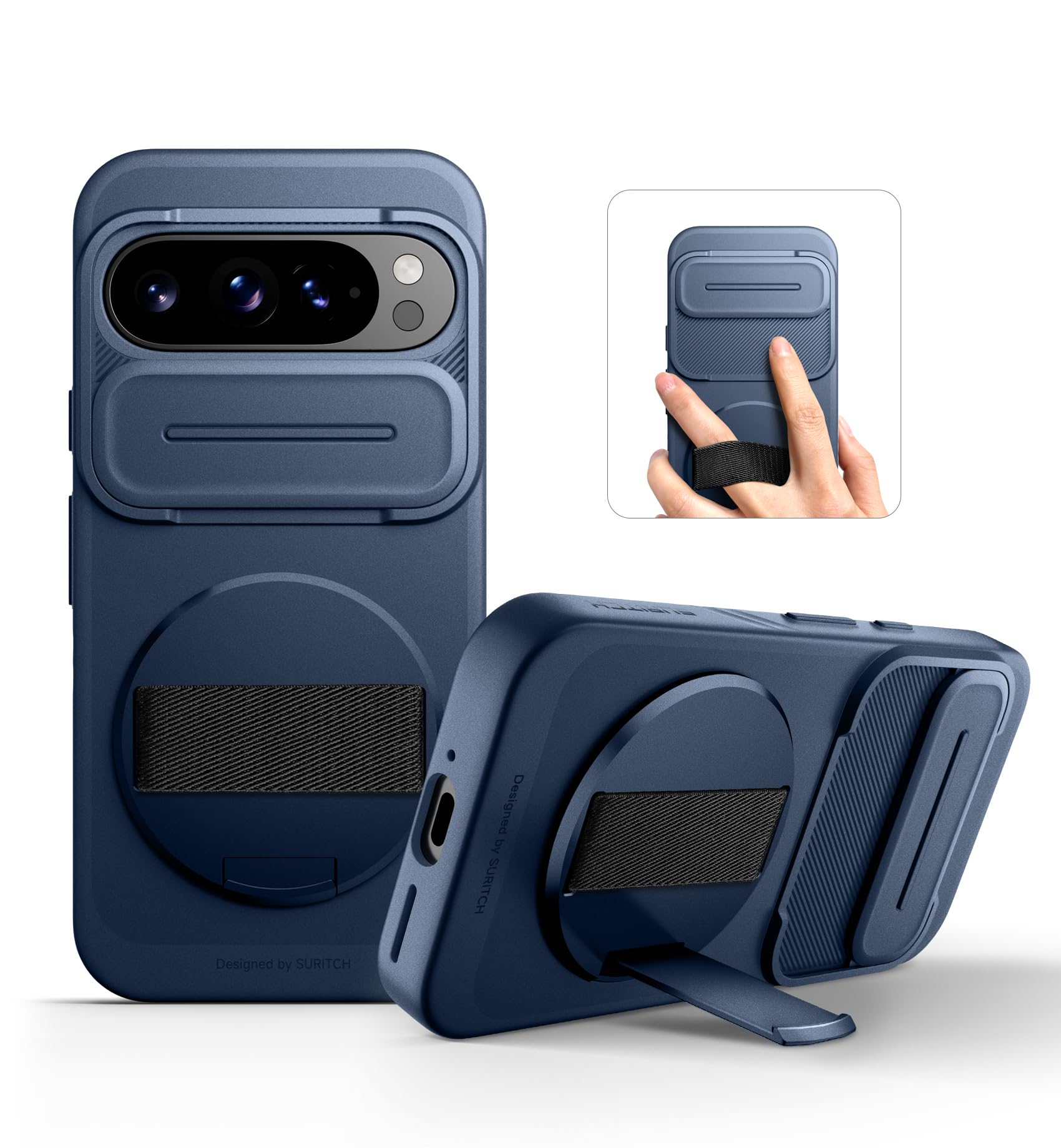 Coque Pixel 9 Pro protection objectif photo contre rayures et support bleu - 7