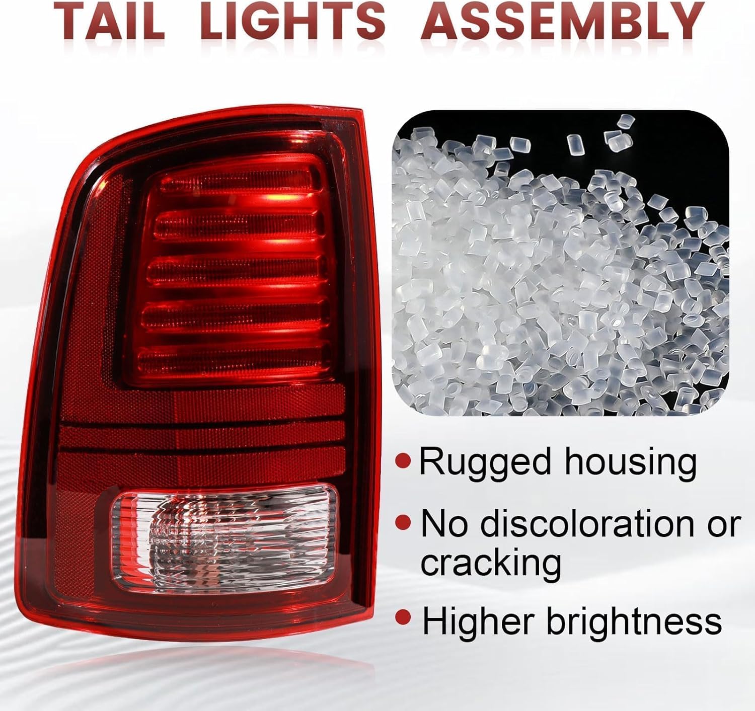 LED Tail Lights Assembly Compatible with 2013-2018 Dodge Ram 1500 2500 3500 Sport, Rear Light Taillights Replacement # 68093081AB 68093081AC (Black Border)