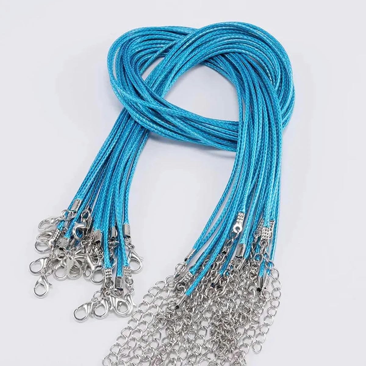 Koord voor hanger, halsketting, waskoord, met karabijnsluiting en ketting, koord voor halsketting, armband, sieraden maken (100 verpakkingen in 10 kleuren
