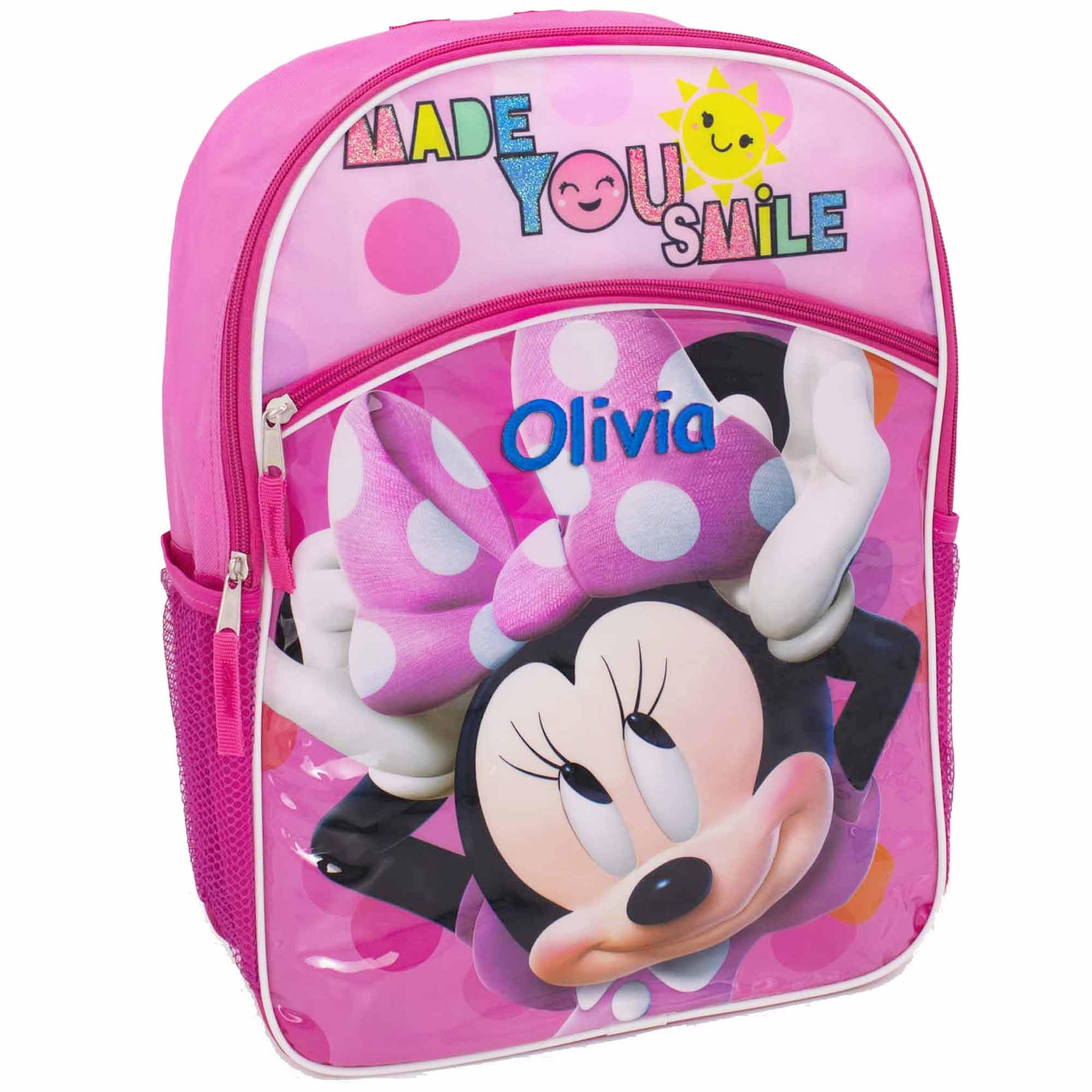 Personalized Licensed Character Backpack - 16 Inch (Minnie Made You Smile Backpack)