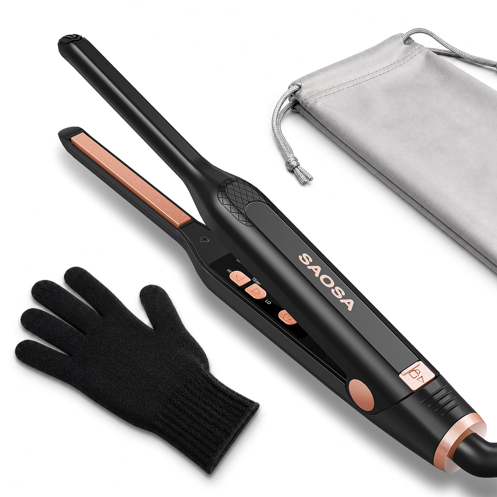 Pencil Flat Iron for Short Hair, 3/10" Small Flat Irons for Pixies & Beards, Mini Hair Straightener and Curler, Dual Voltage with Adjustable Temperature, Auto Shut Off-image-8