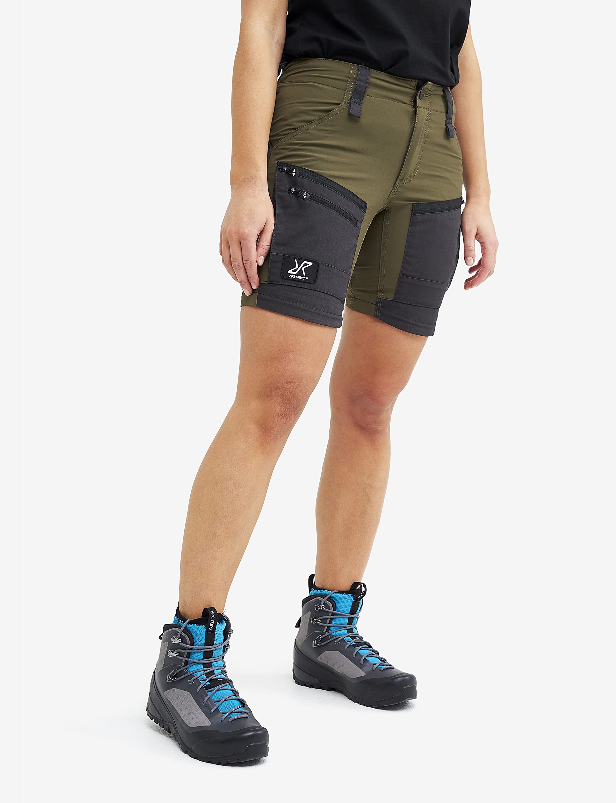 RevolutionRace RVRC GP Pro Zip-Off Pants Damskie, Solidne, oddychające, dające się zamienić w szorty spodnie do wszelkich aktywności na świeżym powietrzu, Dark Olive, XL