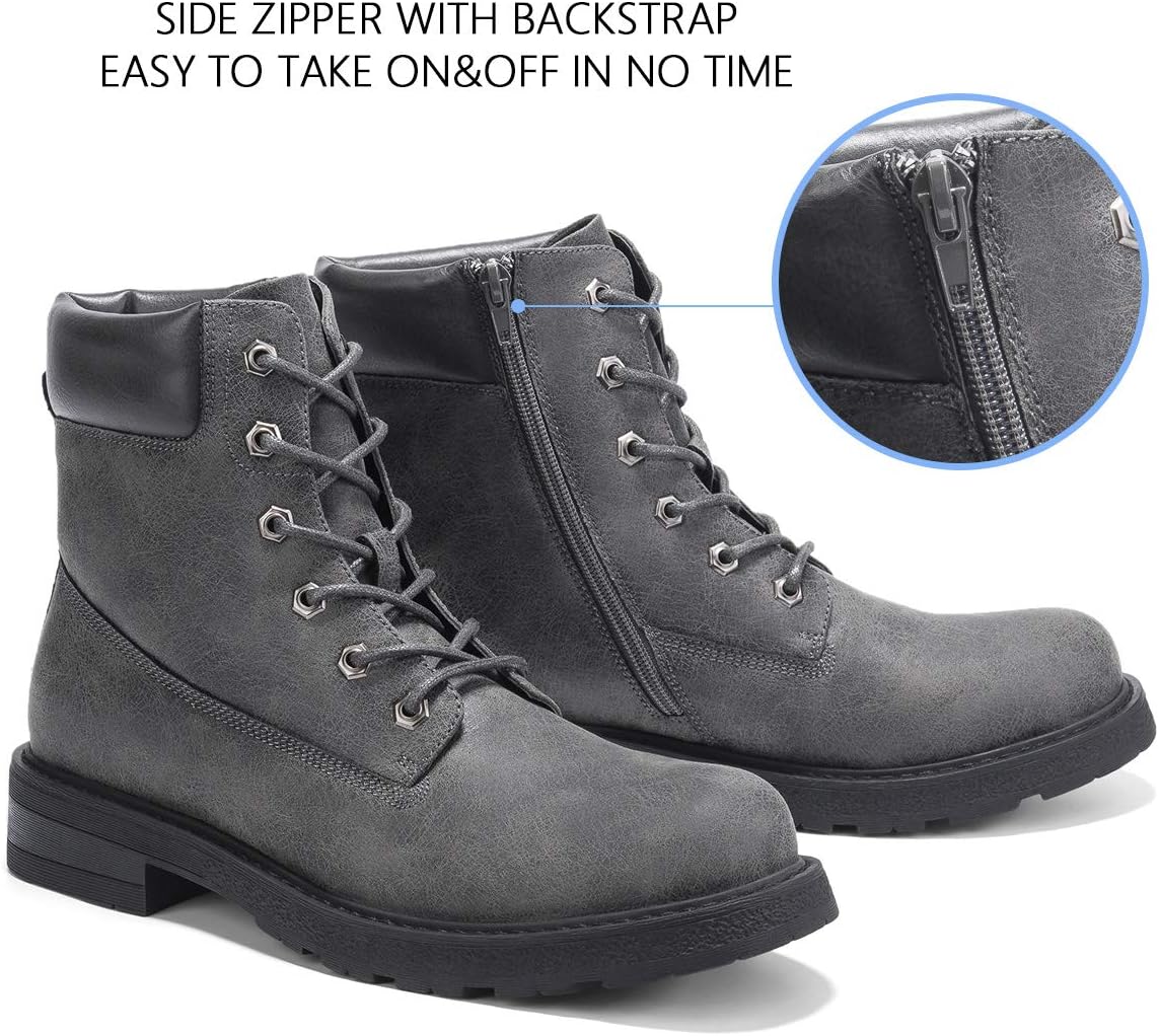 Combat Motorcycle Boots-Lace Up Zip Boot for Men Work Military Tactical Hiking 8 M US, 66 Grey