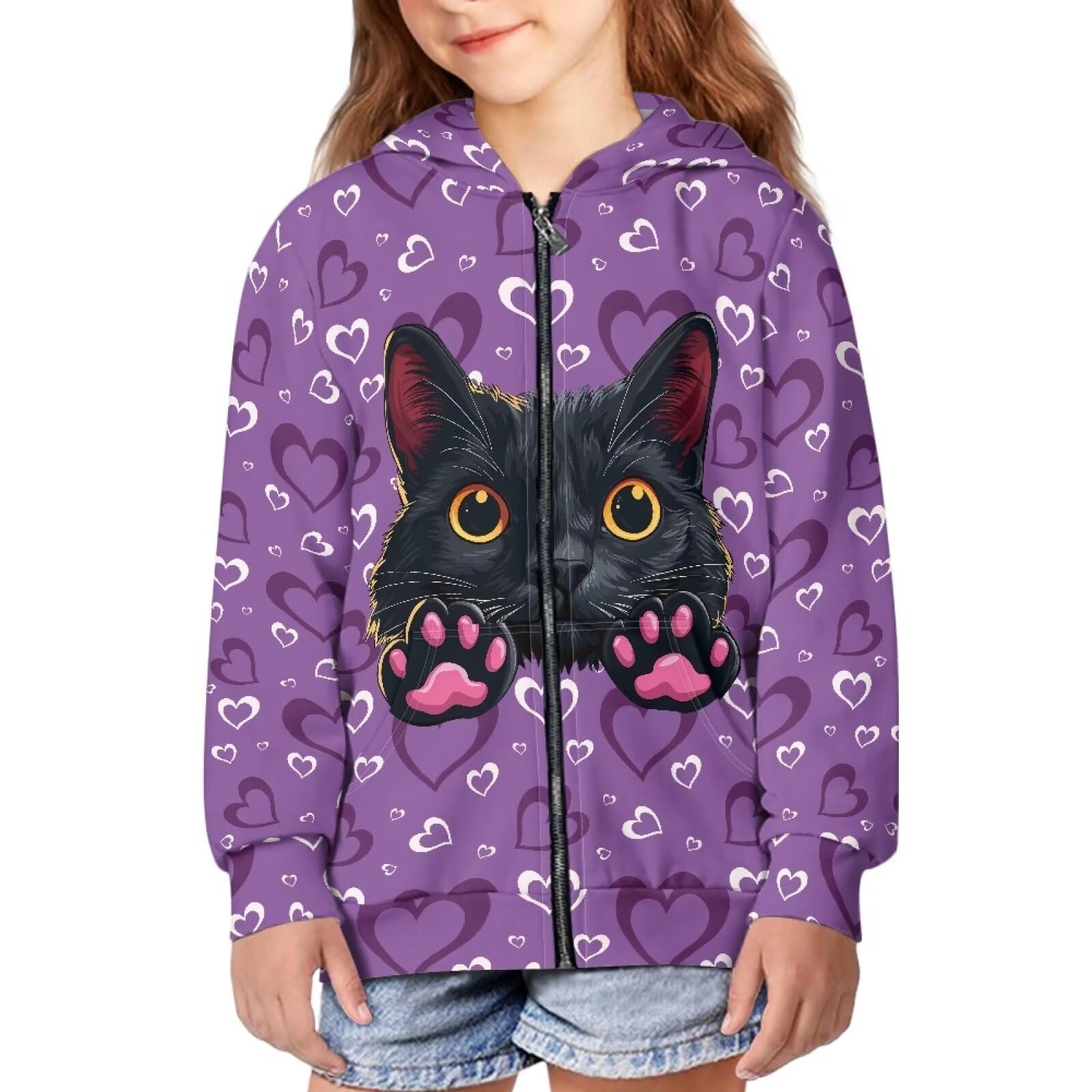Sweat à capuche pour fille coupe ample en molleton doux à poches - 8