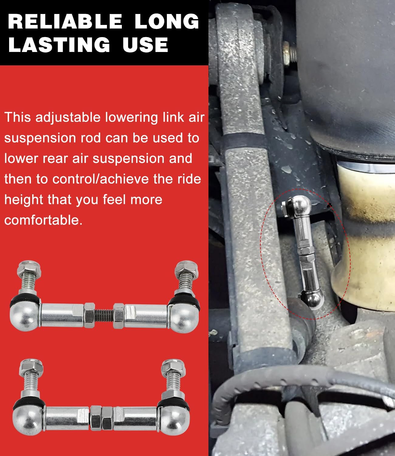 Lowering Link for BMW Touring F11 E61 E39 X5 X6 | for BMW with Rear or Full Air Suspension Adjustable Air Suspension Lowering Link Rod Used to Lower Rear Air suspension Easy to Install (1 Pair)