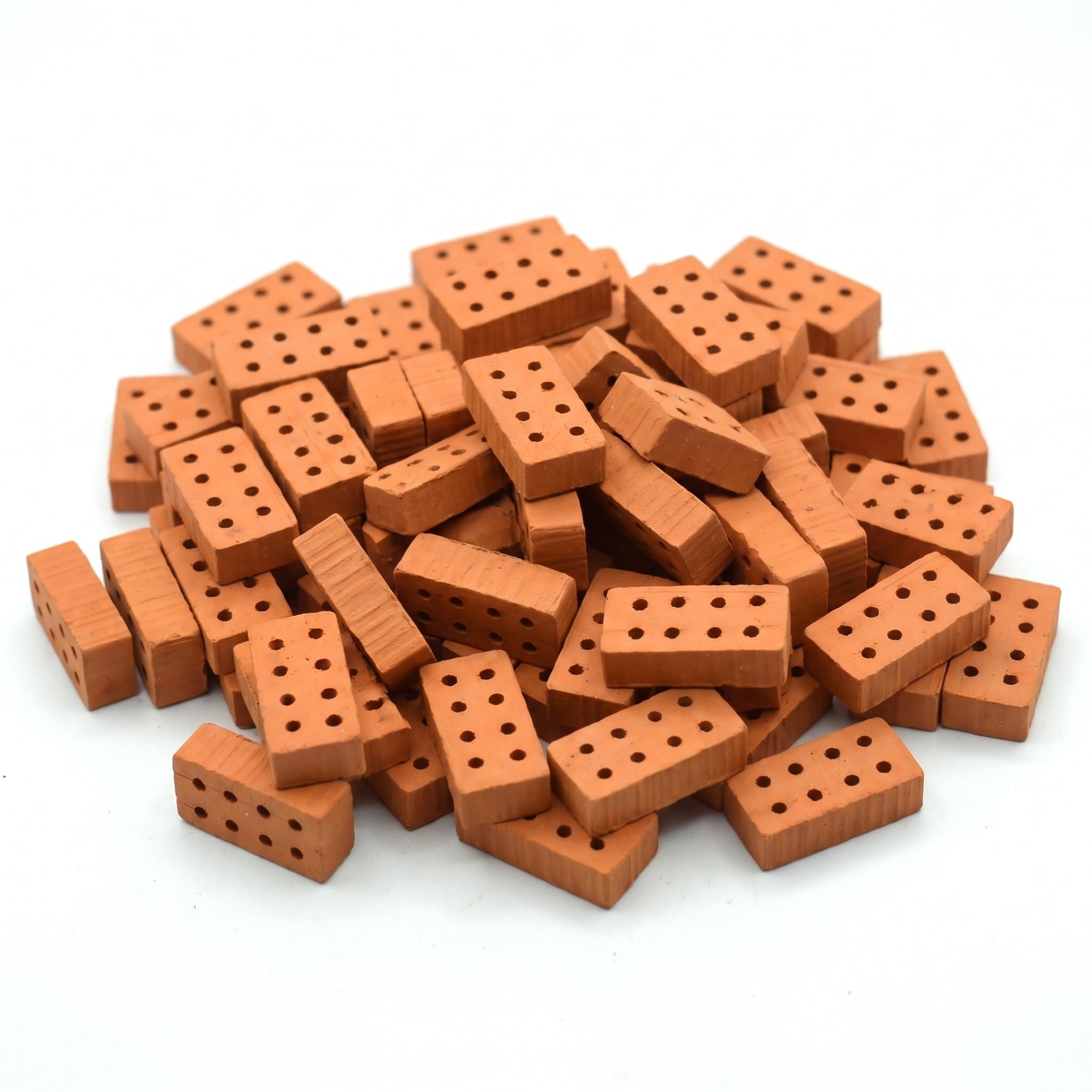 200 Pcs Red Mini Bricks, 8-Hole Real Clay Building Blocks for Crafts Model
