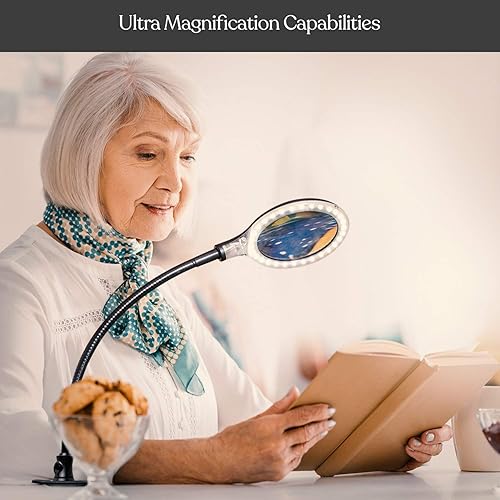 Miniatura 3 de Lupa con lámpara LED Brightech  LightView Flex  ultraluminosa, con abrazadera, luz de día LED, ahorradora de energía con aumento de 1,75X, negro,