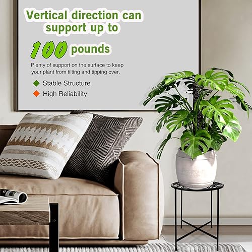 Miniatura 3 de Soporte de metal para plantas de 15 pulgadas de alto, soporte redondo de 11 pulgadas de ancho para macetas de hasta 100 libras, soporte para plantas