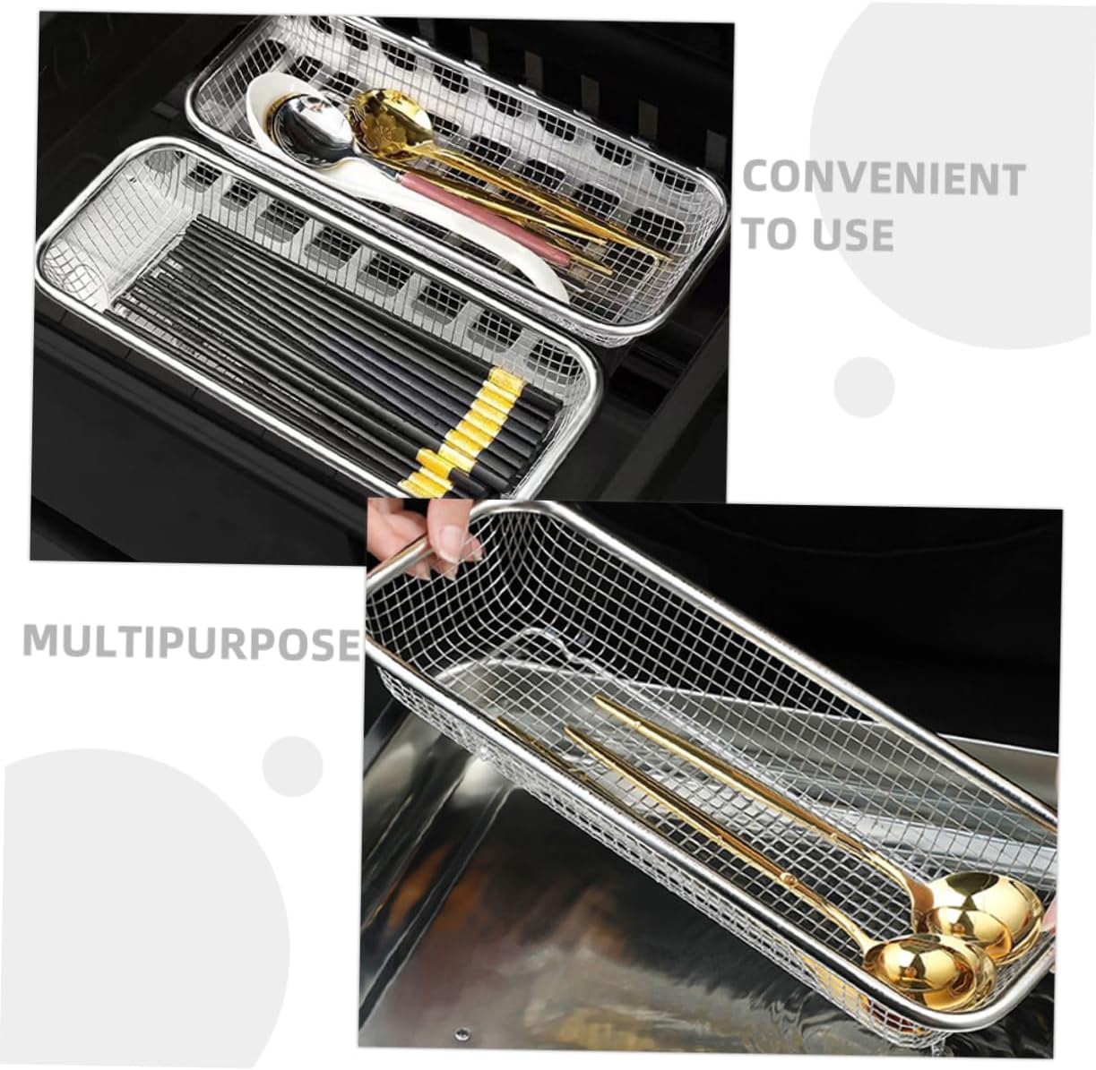 Mikikit 4Pcs Dishwasher Basket Durable Tableware Holder for Easy Access and Drying Practical Cutlery Drain Basket for Dishwashers and Kitchen Supplies