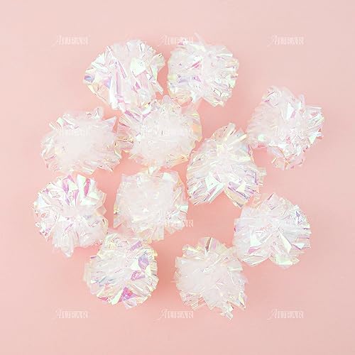 Miniatura 8 de AUEAR, Paquete de 20 bolas arrugadas para gatos sin tintes de 2 pulgadas, con sonido de Mylar brillante con purpurina para gatos