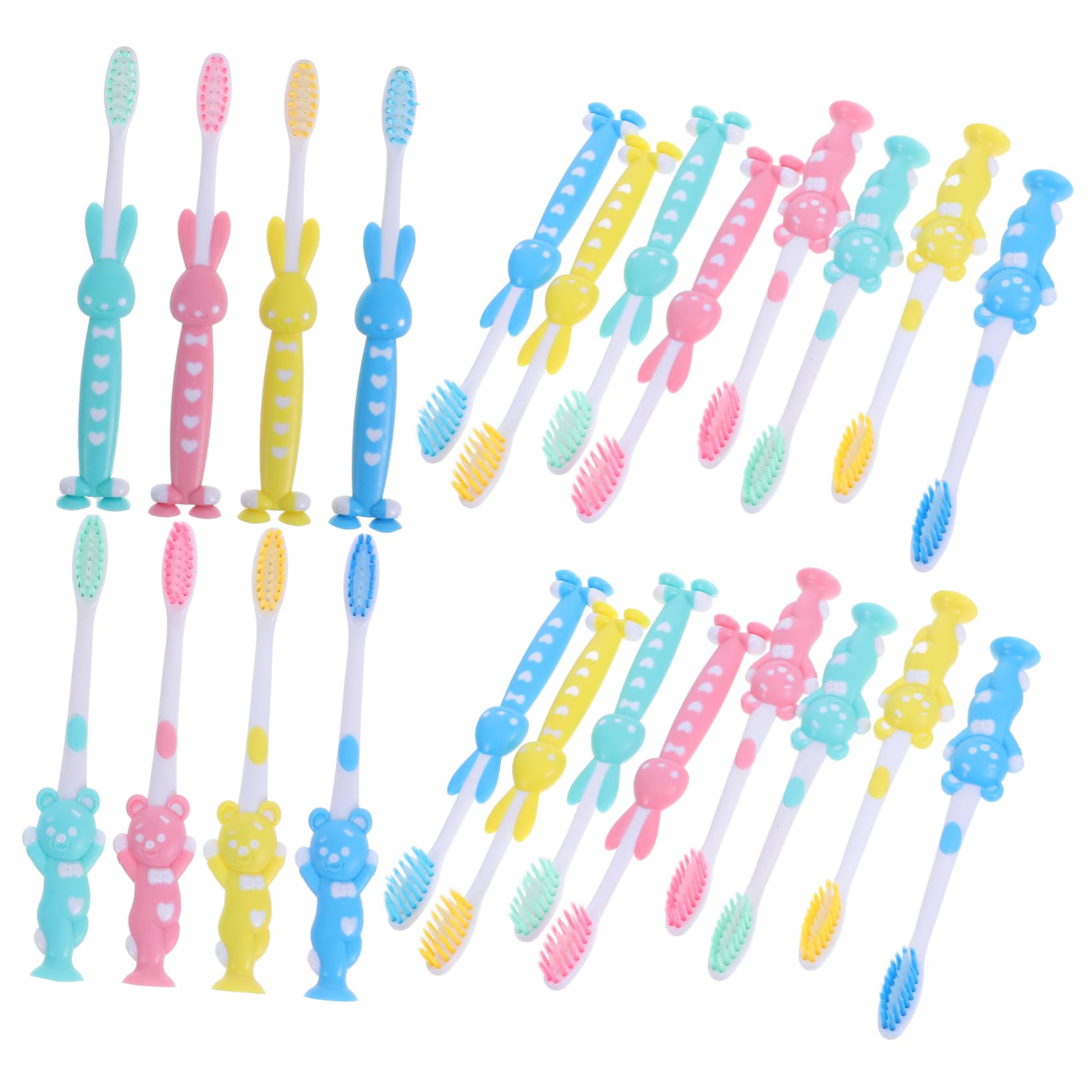 minkissy Boys Toothbrush Baby Toothbrushes 32pcs Soft Toothbrush Set Fine Bristles Suction Cup Feet Boys and Girls Travel Kit