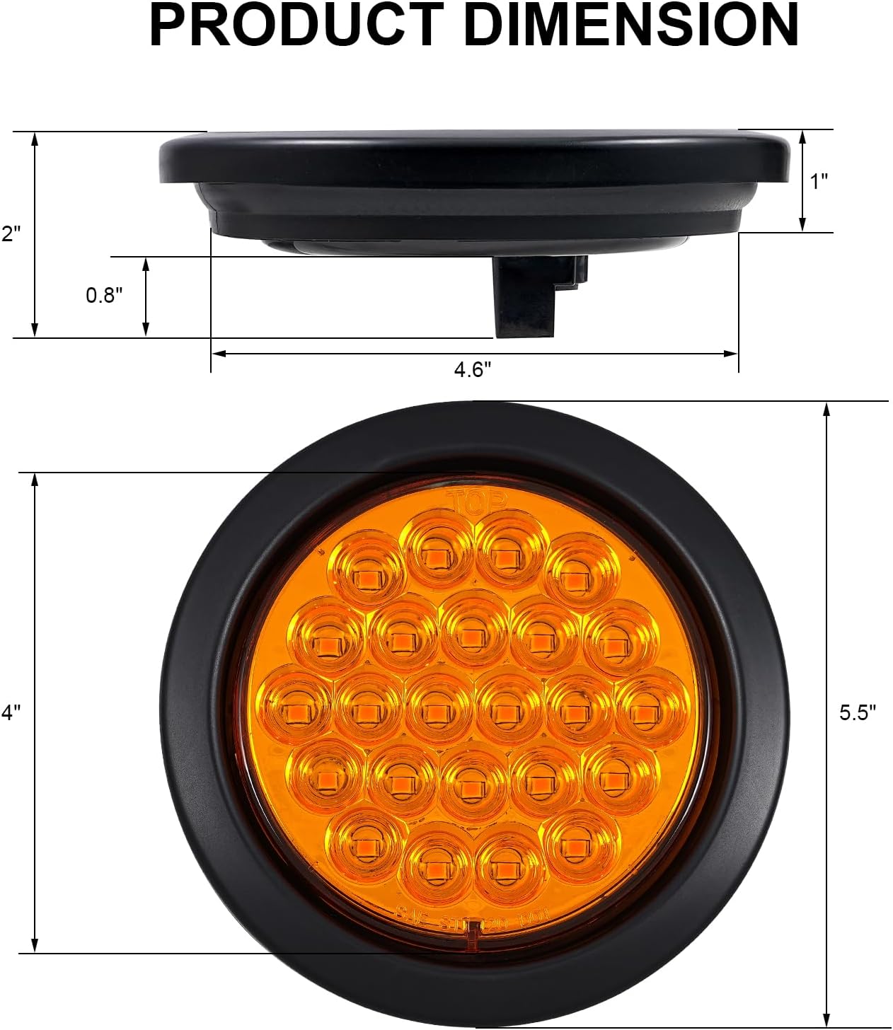 4Pcs 4 Inch LED Round Amber Strobe Lights 24 LED Trailer Tail Lights Amber 4" LED Strobe Light Stop Turn Tail Light Brake Lights for Trailer Truck Waterproof 10-30V