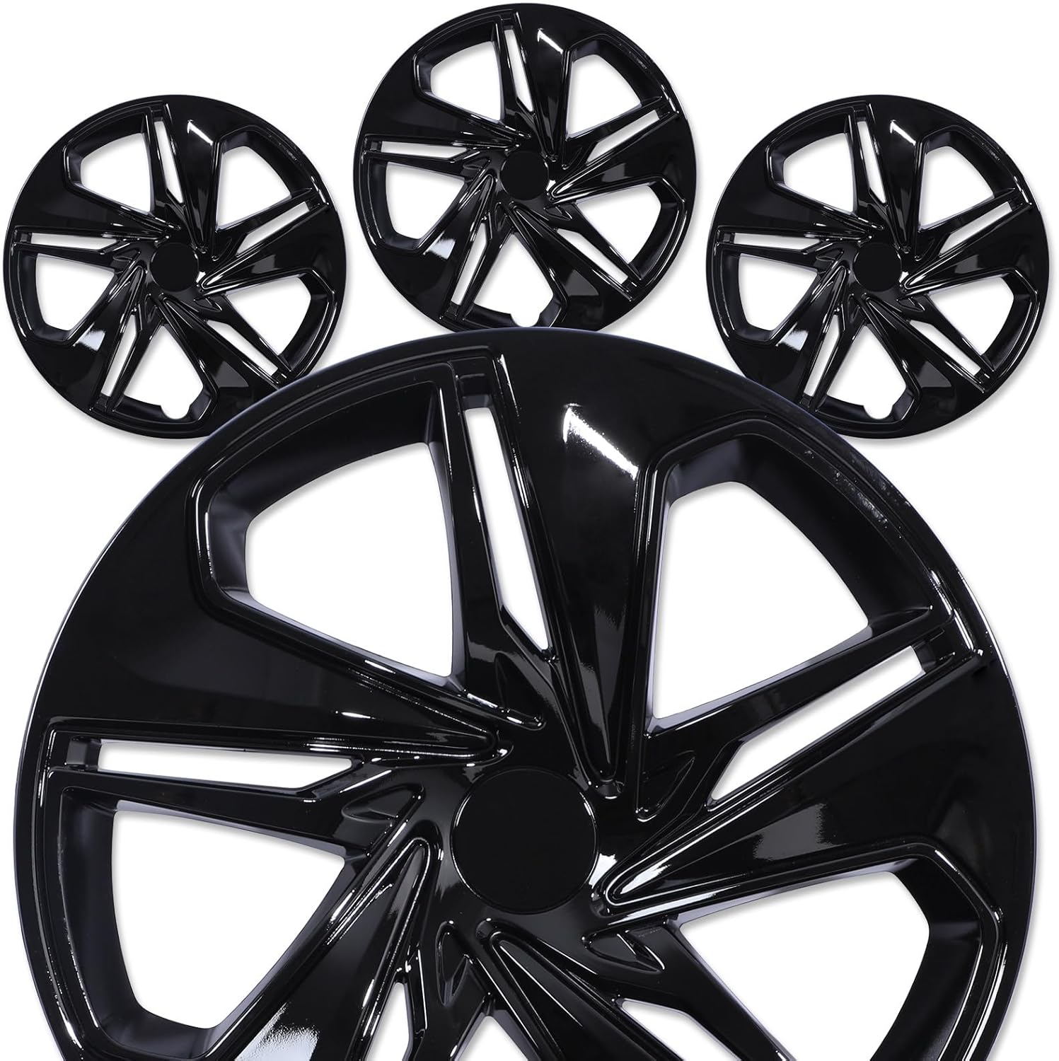 16” Hubcaps for 2016-2026 Honda Civic Sedan Steel Wheels - Set of 4, Snap-on Design, Black Lacquer Wheel Rim Covers, ABS&PC Material, 16-Inch Black Lacquer 4-Pack