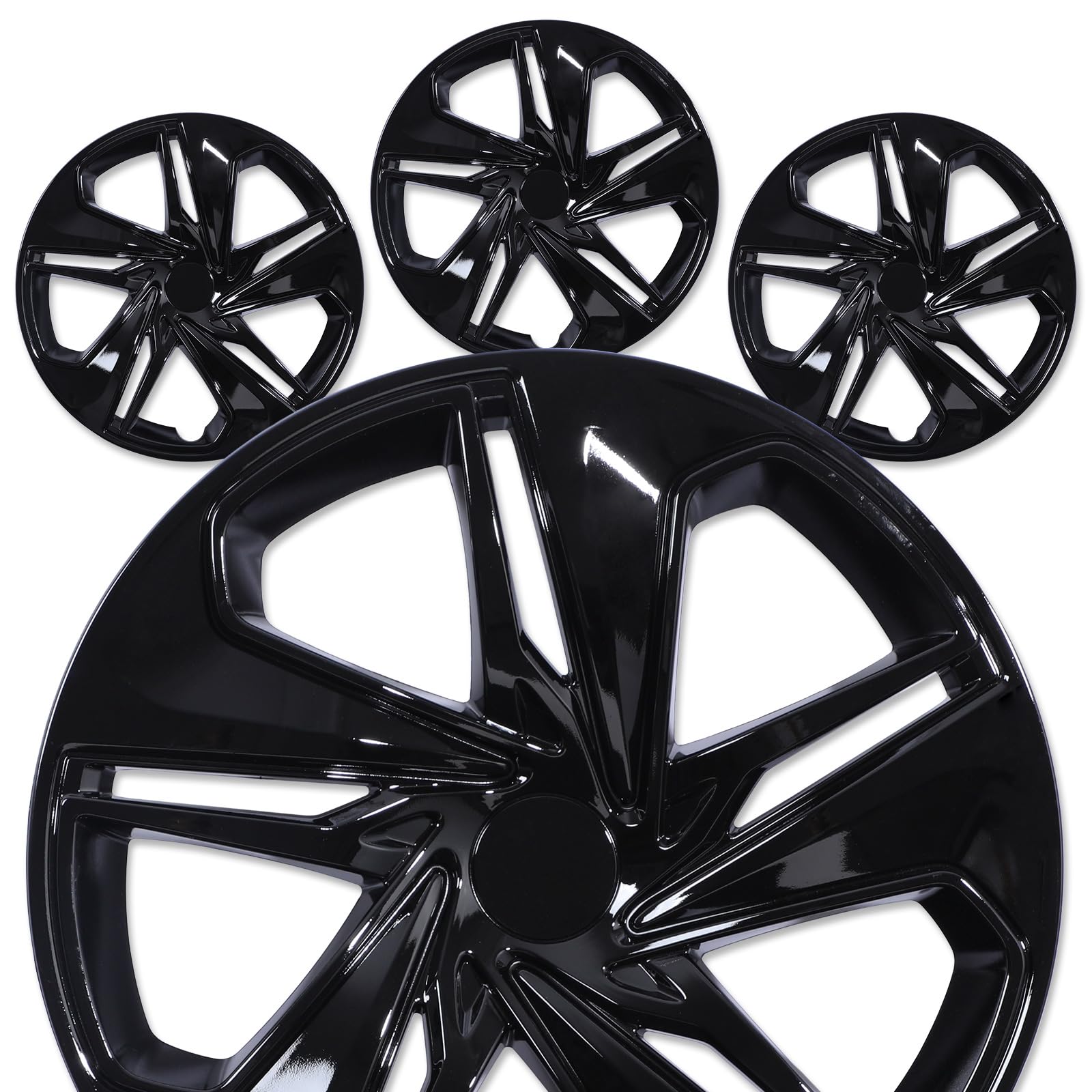 AUTOFREE 16” Hubcaps for 2016-2024 Honda Civic Sedan Steel Wheels - Set of 4, Snap-on Design, Black Lacquer Wheel Rim Covers, ABS&PC Material, 16-Inch Black Lacquer 4-Pack