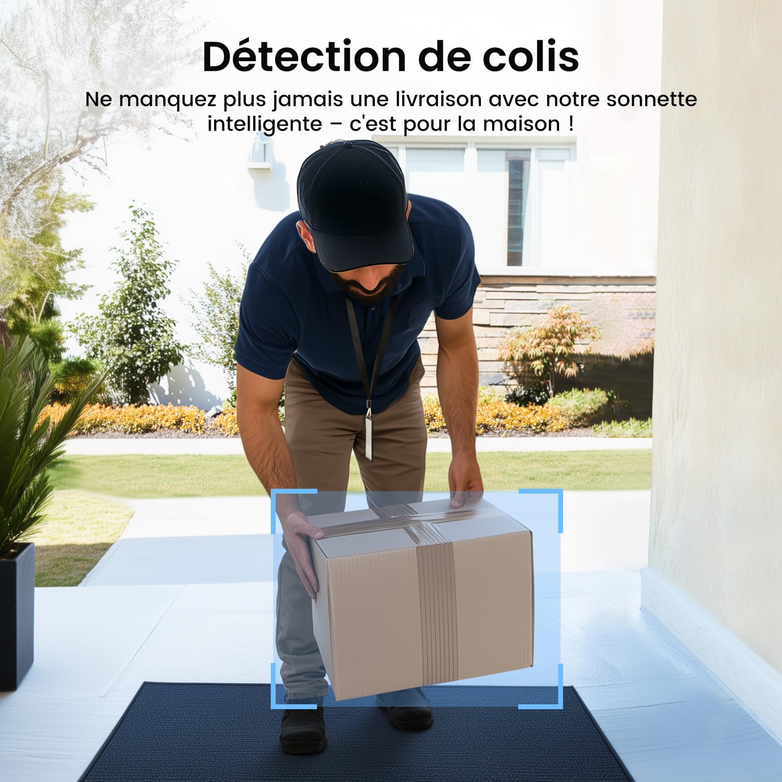 aosu 2K Sonnette sans Fil avec Camera,Détection Humaine PIR,170°Grand Angle Vision Nocturne,Audio Bidirectionnel,Installation Facile,IP65 Etanche,2.4G & Bluetooth Uniquement,Compatible avec Alexa