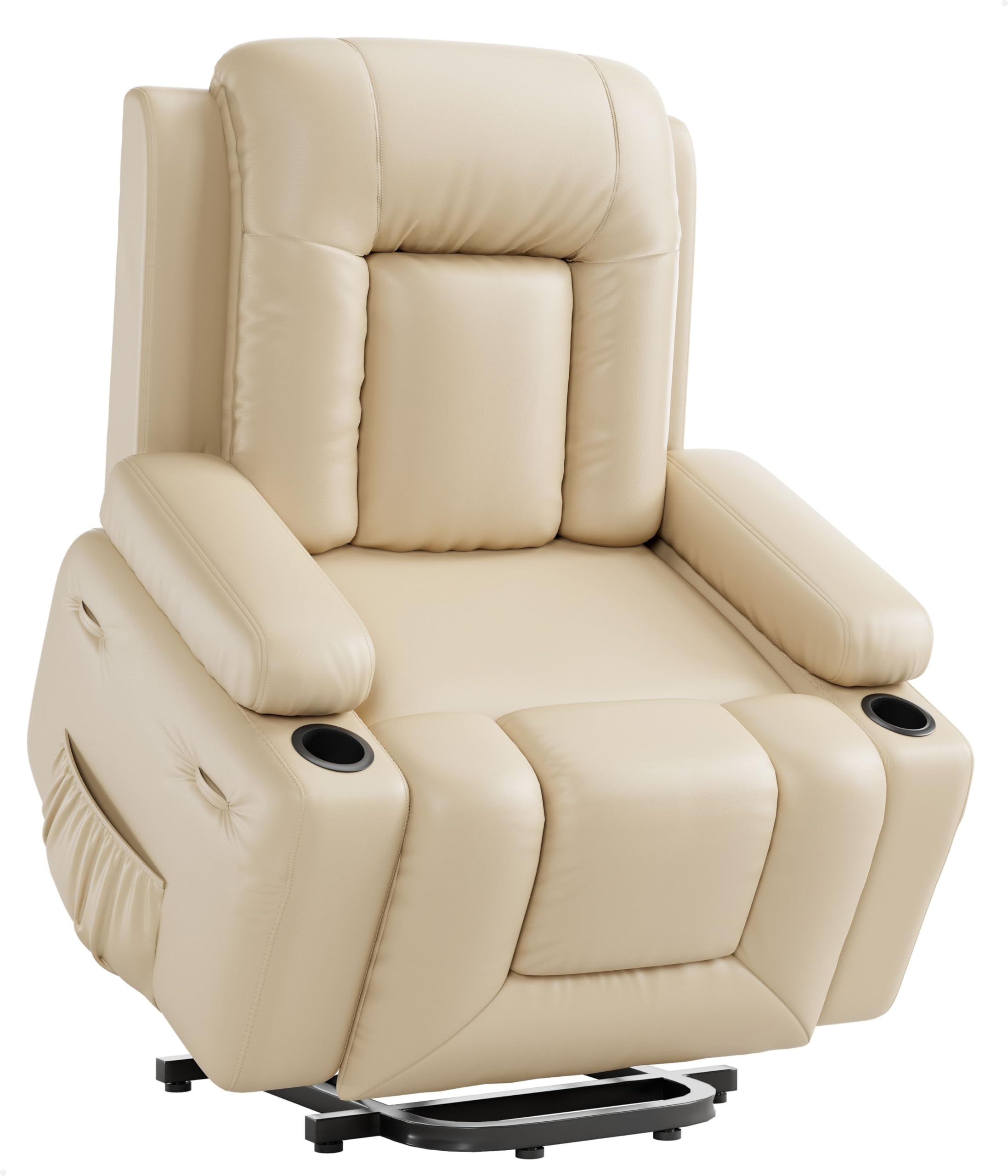 GarveeHome Power Lift Recliner Chair - Heat and Massage, Faux PU Electric Lift Recliner Chair for The Elderly, Adjustable Back and Legs, Designed for The Elderly and People with Mobility impaired