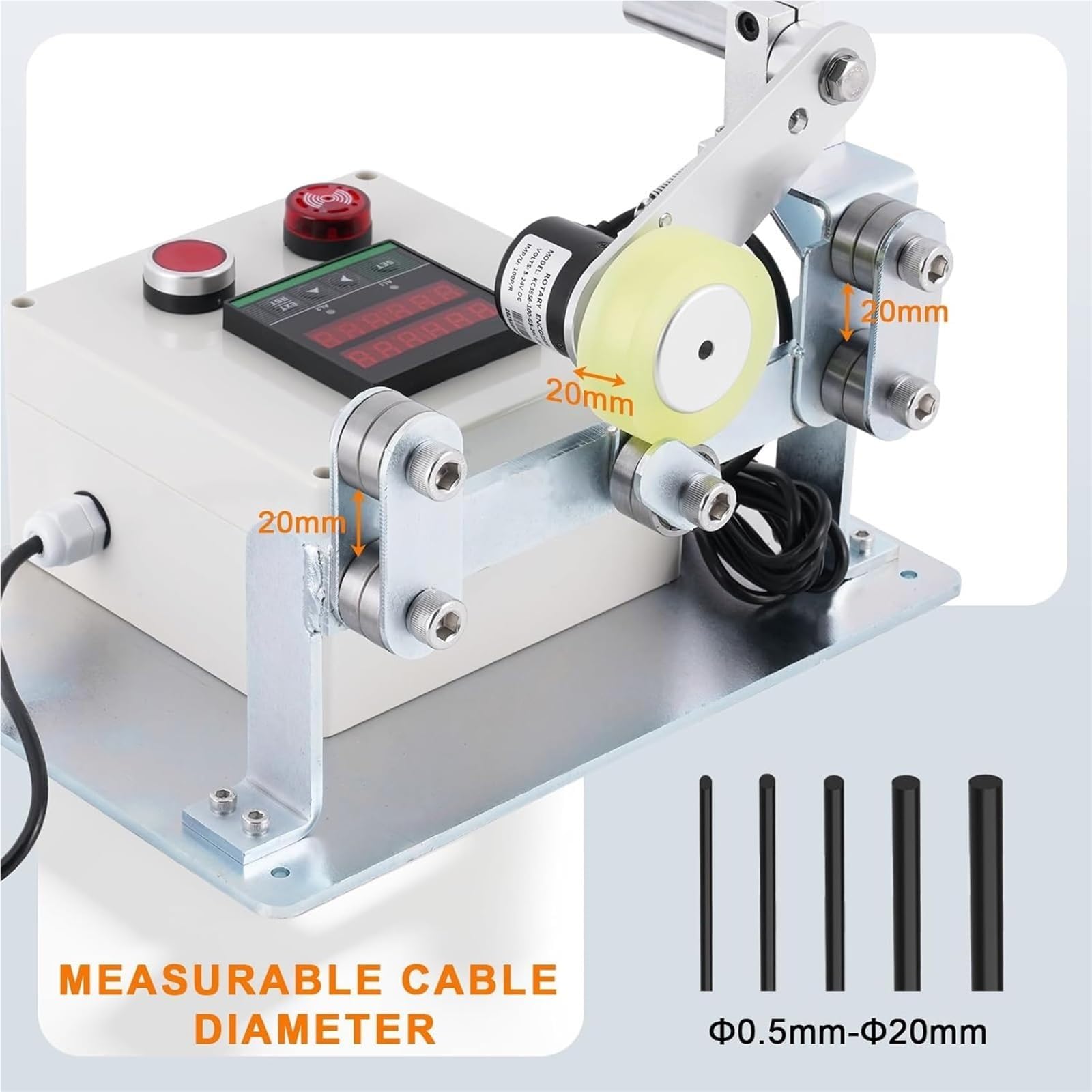Contador digital de cuerda de alambre, medidor de longitud de rueda rodante con alarma, rango de 0 a 999999 m, ideal para cable, alambre, uso industrial