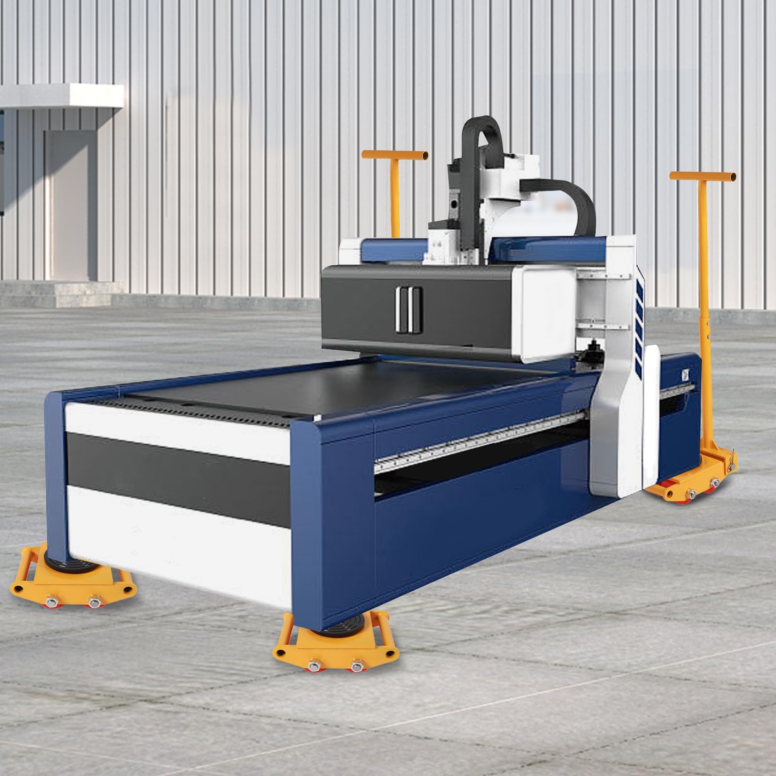 4 szt. Maszyn Mover 6T Maszyny Ruchome Skate Dolly z 2 szt. Uchwytem, 5,987.4 kg Maszyny Skate Dolly z 4 Rolkami, Przemysłowy Sprzęt Moving Machinery Mover (Żółty) | Magazyn USA
