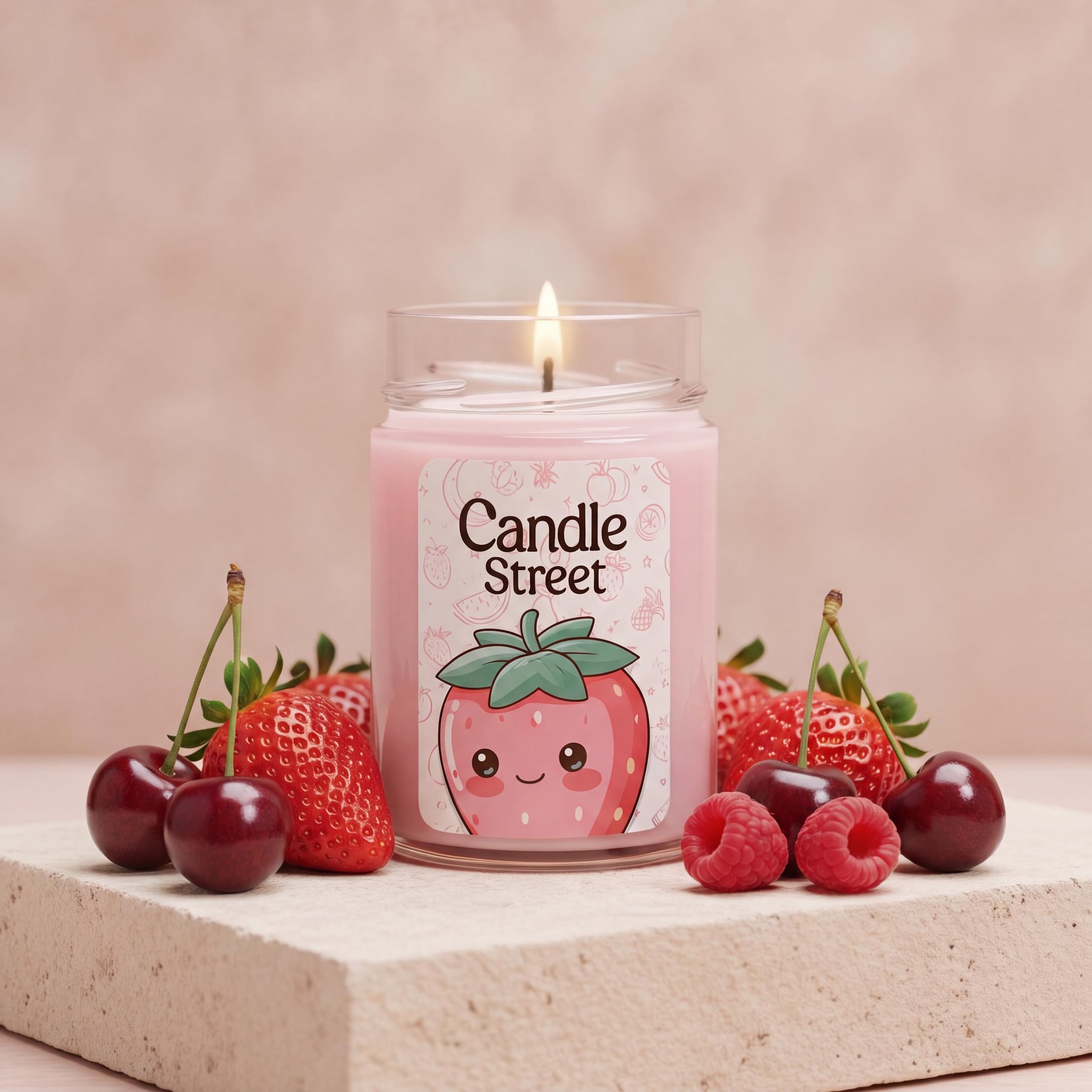Duftkerze mit roten Früchten - Erdbeere, Himbeere und Kirsche - Geschenkidee Made in Italy Mega