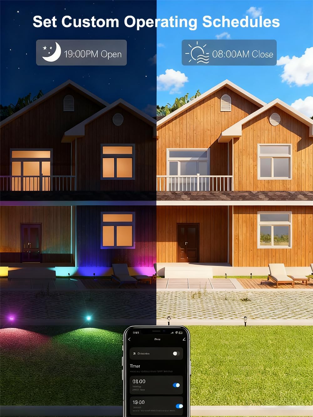 Ligency Spotlight Outdoor Smart Low Voltage Landscape Lights, 2 Pack Outdoor Spot Lights IP65 Waterproof RGBW Color Changing Spotlights for Yard Garden, 28.8Ft