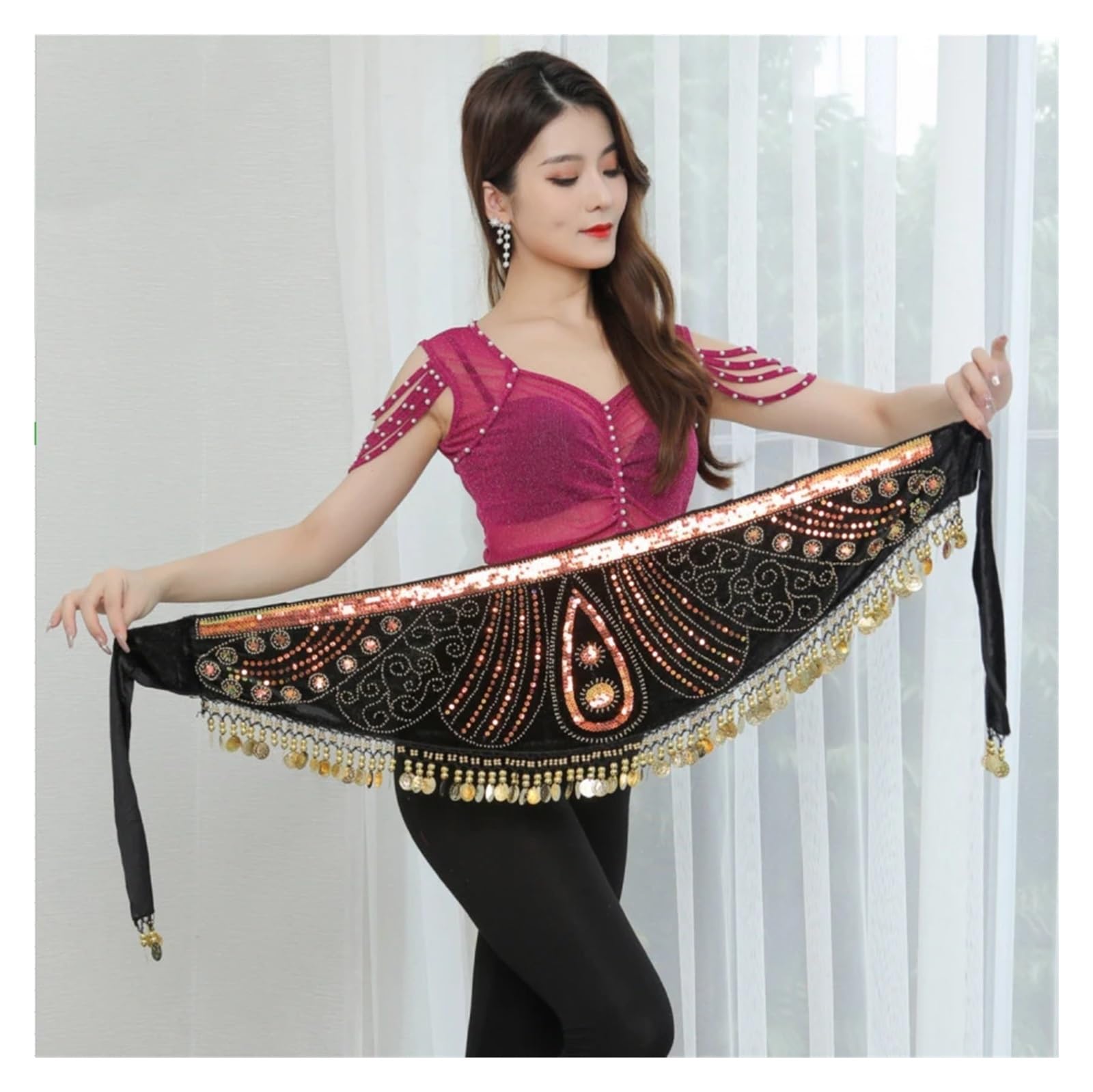 Foulard Danse Ailes Papillon 250x120cm Foulard Danse Ventre TYNXK 250x120cm - Mousseline Soie Rouge - Ailes Papillon Danse Du Ventre