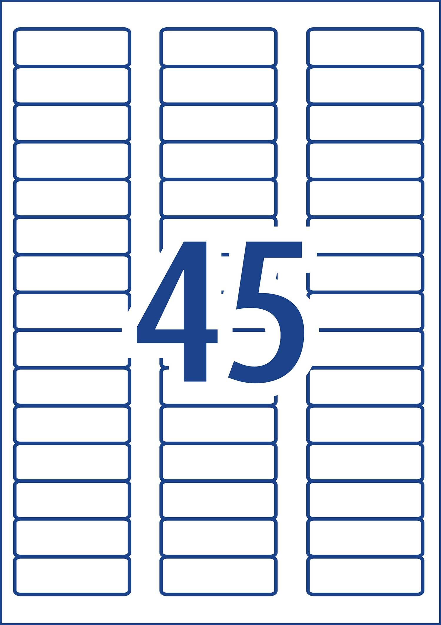Avery 45 etichette per foglio, per uso generico, formato A4, 58 x 17,8 mm, 4500 etichette, m 100 fogli (938212/L7156GU)