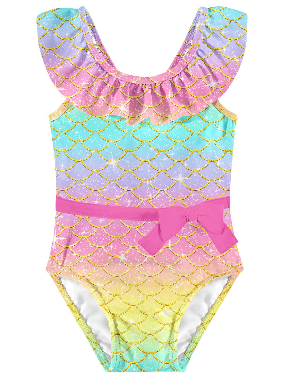 Girls One Piece Swimsuits Toddler Cute Ruffle Bathing Suits Quick Dry Beach Swimwear Size 2-7 Years