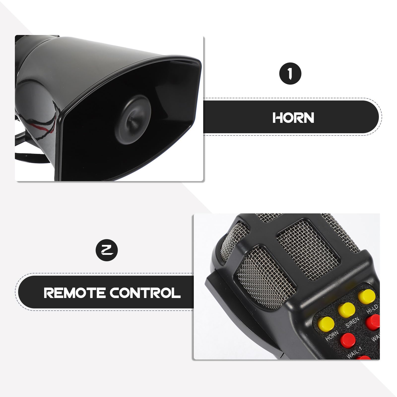 Homoyoyo Alarma de Coche para Camión con Bocina de Acero 12v 100w y 7 Tonos Diferentes Diseño Cuadrado Fácil Instalación y Control Remoto