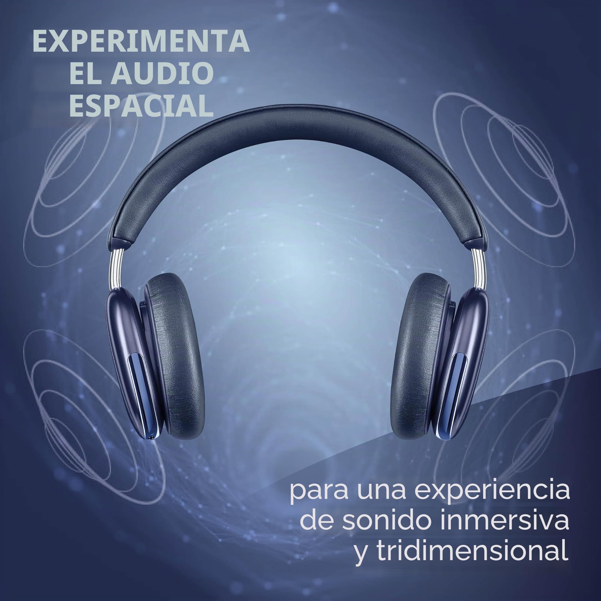 Music Sound Auriculares Bluetooth de Diadema Aurix con cancelación Activa de Ruido, Audio Espacial, Controles Integrados, micrófono y hasta 35 h de autonomía, Azul