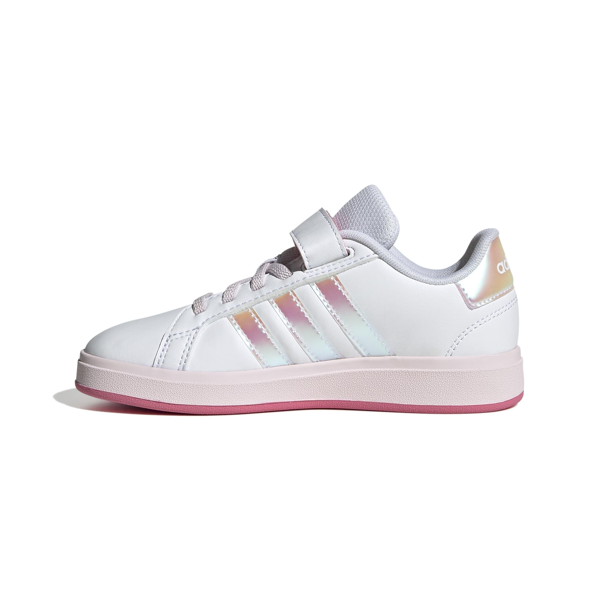 adidas Unisex Kids Grand Court 2.0 Shoes Kids Tennis Shoes, FTWR White Iridescent Pink Fusion, 2.5 UK Child