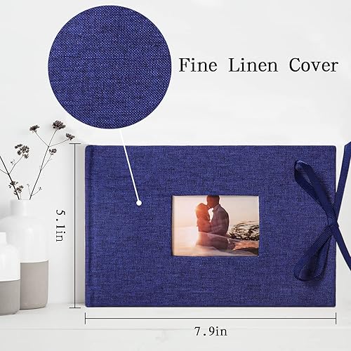 Miniatura 5 de Vienrose Álbum de fotos de 4 x 6 pulgadas, 100 fotos, cubierta de marco de lino con áreas de notas, libro de fotos de gran capacidad, libro de fotos