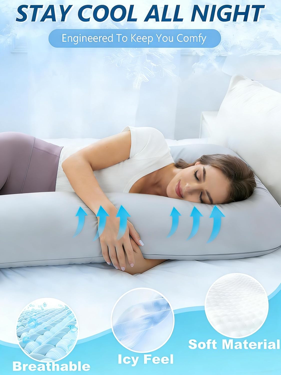 ZZZhen Pregnancy Pillow for Sleeping, G Shaped Maternity Pillow - 56 Inch with Grey Microfiber Removable Cover, Multi- Use and Support Back, Hips, Legs, Belly for Pregnant Women Sleeping