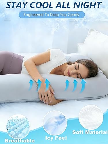 Miniatura 4 de ZZZhen Almohada de embarazo para dormir, almohada de maternidad en forma de G – 56 pulgadas con funda extraíble de microfibra gris, multiuso y gris