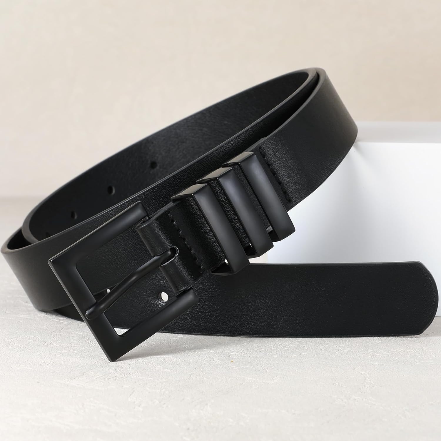 XZQTIVE Plus Size Women's Leather Belts for Jeans Pants Dress Fashion Ladies Waist Belt with Square Gold Buckle - Image 5